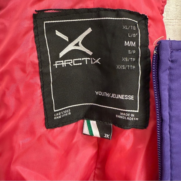 Arctix Snow Bib Overalls Purple Pink Youth Medium Ski Pants - Picture 3 of 5